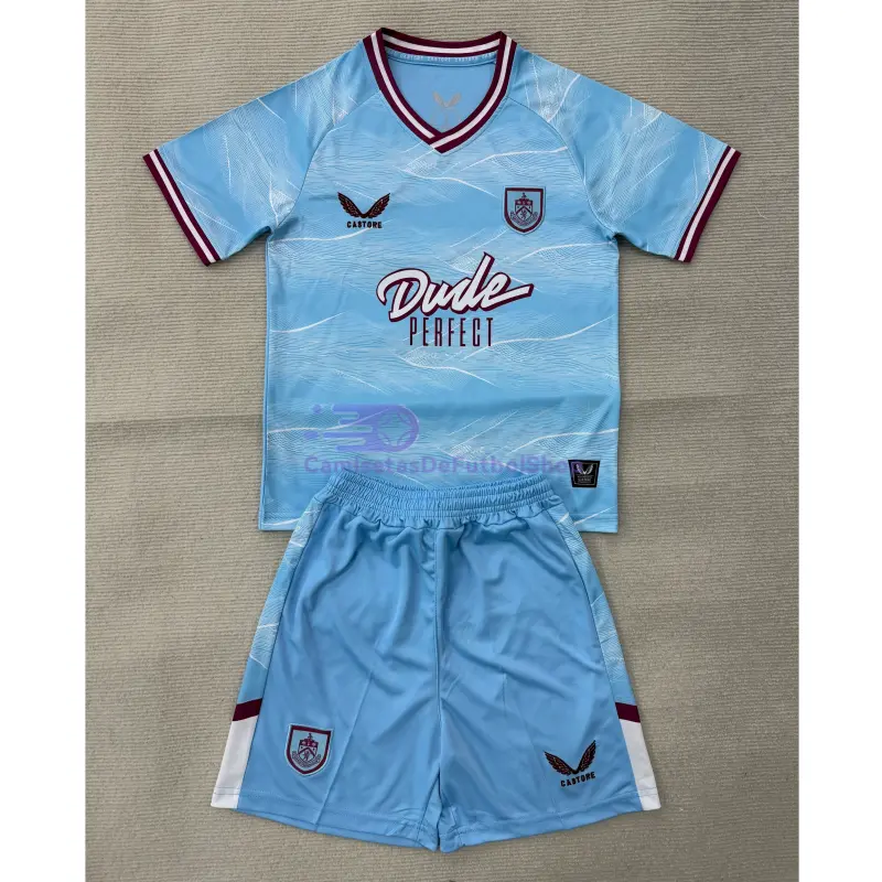 Camiseta Burnley FC 2025/2026 2ª Equipación Azul Claro Niño Kit