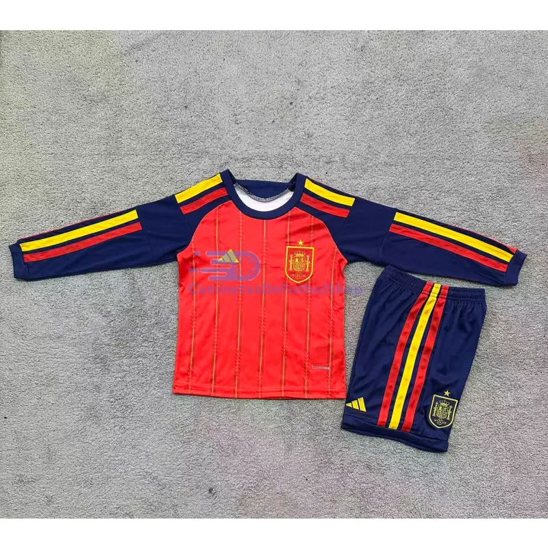 Camiseta España 2026 1ª Equipación Mundial ML Rojo/Azul Niño Kit