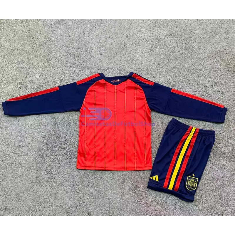 Camiseta España 2026 1ª Equipación Mundial ML Rojo/Azul Niño Kit