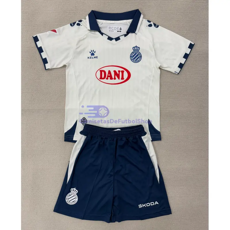 Camiseta Espanyol 2025/2026 2ª Equipación Blanco Niño Kit