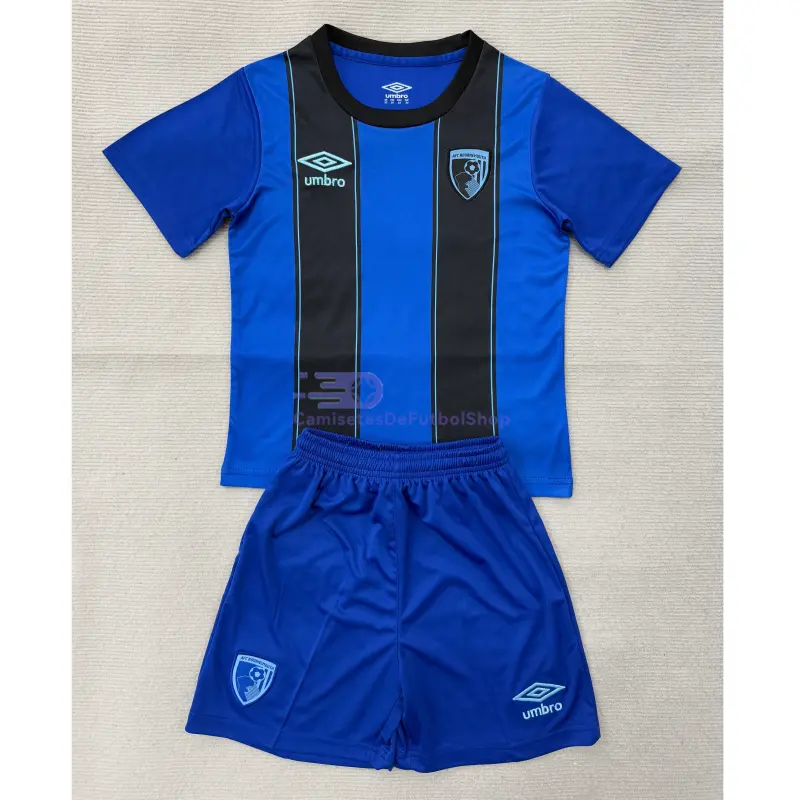 Camiseta AFC Bournemouth 2025/2026 2ª Equipación Azul/Negro Niño Kit