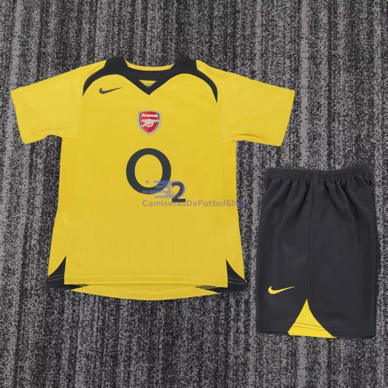 Camiseta Arsenal 2005/06 2ª Equipación Retro Amarillo Niño Kit