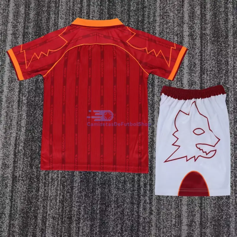 Camiseta AS Roma 1999/00 1ª Equipación Retro Rojo Niño Kit
