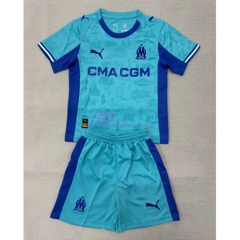 Camiseta de Portero Olympique Marsella 2025/2026 Turquesa Niño Kit