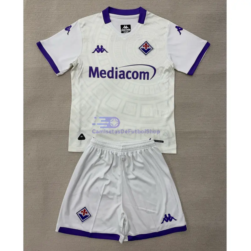 Camiseta Fiorentina 2025/2026 2ª Equipación Blanco Niño Kit