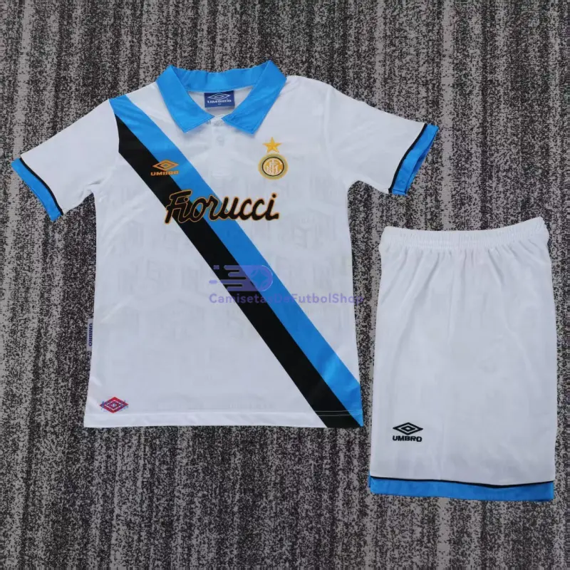 Camiseta Inter de Milan 1994/95 2ª Equipación Retro Blanco/Azul Niño Kit