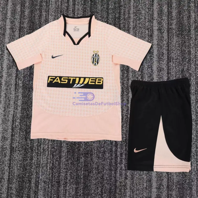 Camiseta Juventus 2003/04 2ª Equipación Retro Rosa Niño Kit