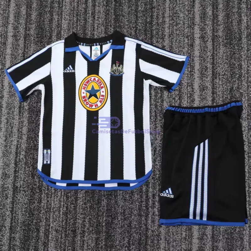 Camiseta Newcastle United 1999/00 1ª Equipación Retro Negro/Blanco Niño Kit