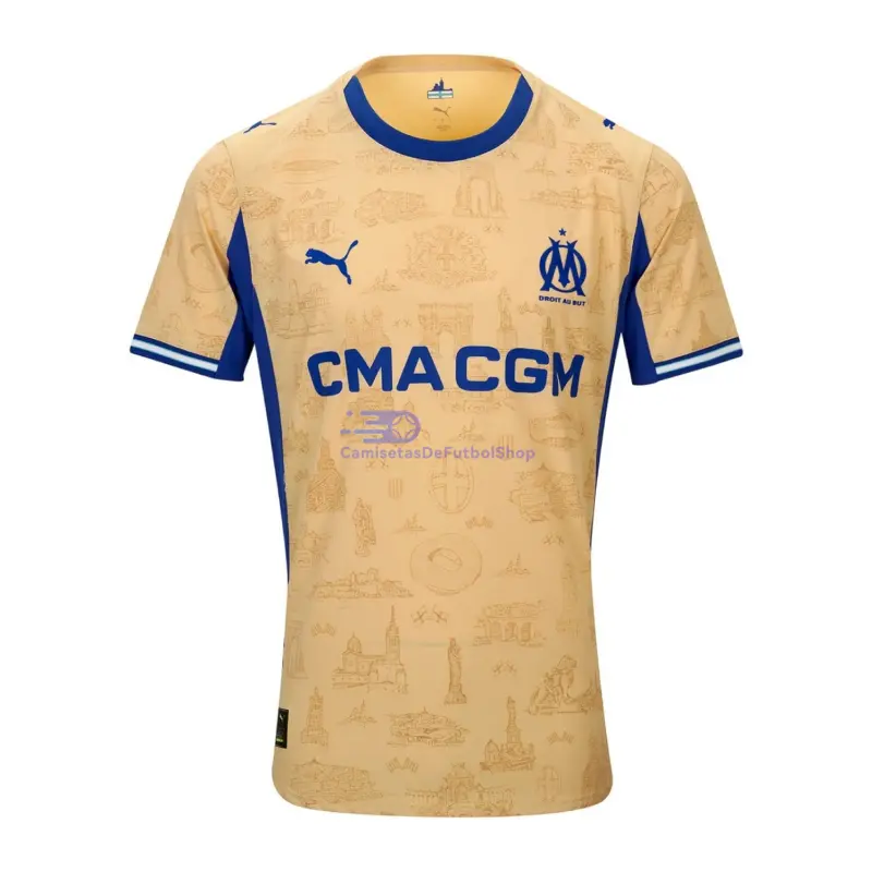 Camiseta Olympique Marsella 2025/2026 4ª Equipación Oro/Azul