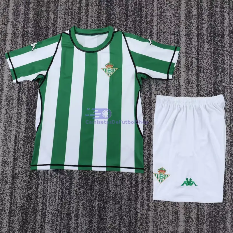 Camiseta Real Betis 2003/04 1ª Equipación Retro Verde/Blanco Niño Kit
