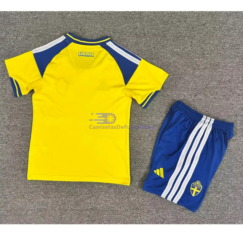 Camiseta Suecia 2026 1ª Equipación Mundial Amarillo Niño Kit