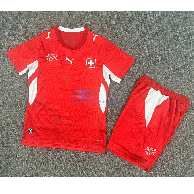 Camiseta Suiza 2026 1ª Equipación Mundial Rojo Niño Kit