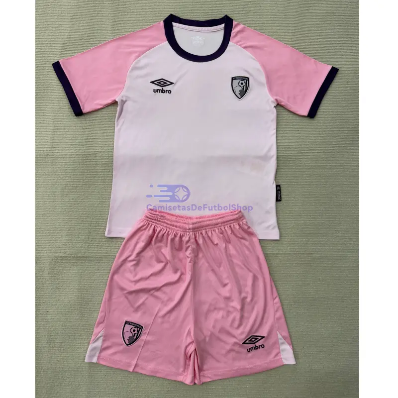 Camiseta AFC Bournemouth 2025/2026 3ª Equipación Rosa Niño Kit