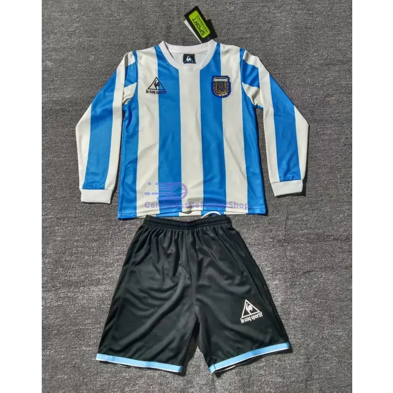 Camiseta Argentina 1998 1ª Equipación Retro ML Blanco/Azul Niño Kit