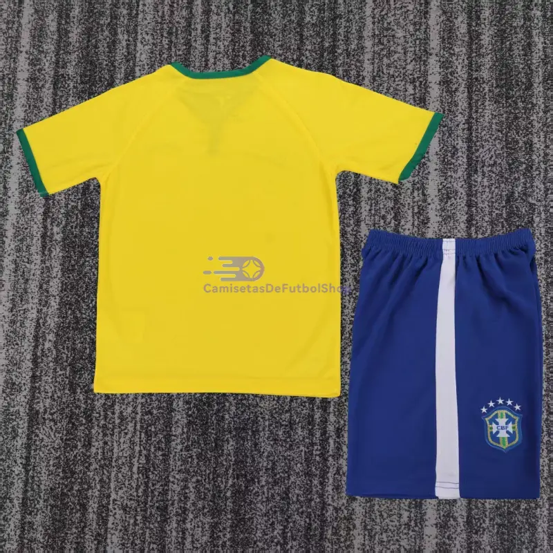 Camiseta Brasil 2014 1ª Equipación Retro Amarillo Niño Kit