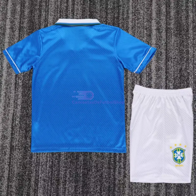 Camiseta Brasil 1996 2ª Equipación Retro Azul Niño Kit