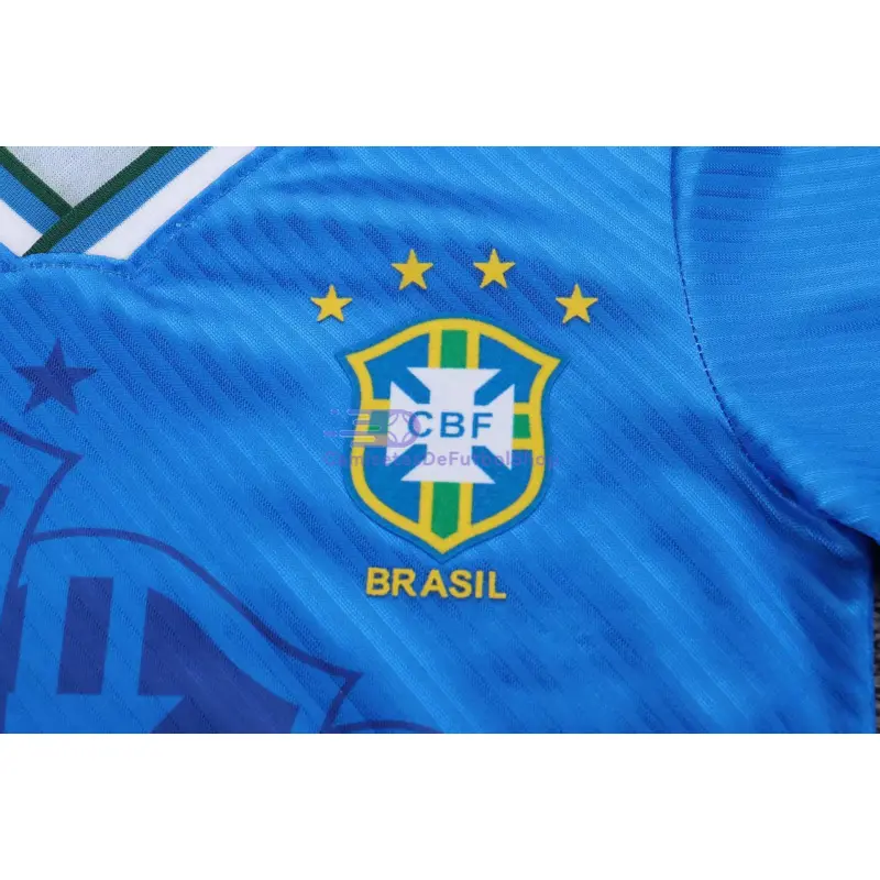 Camiseta Brasil 1996 2ª Equipación Retro Azul Niño Kit