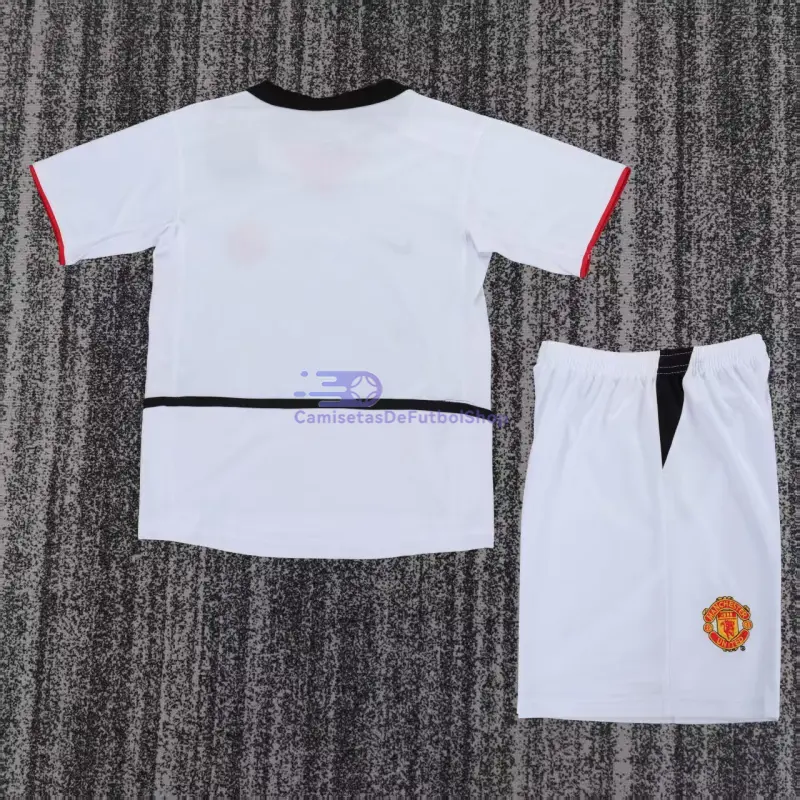 Camiseta Manchester United 2002/03 2ª Equipación Retro Blanco Niño Kit
