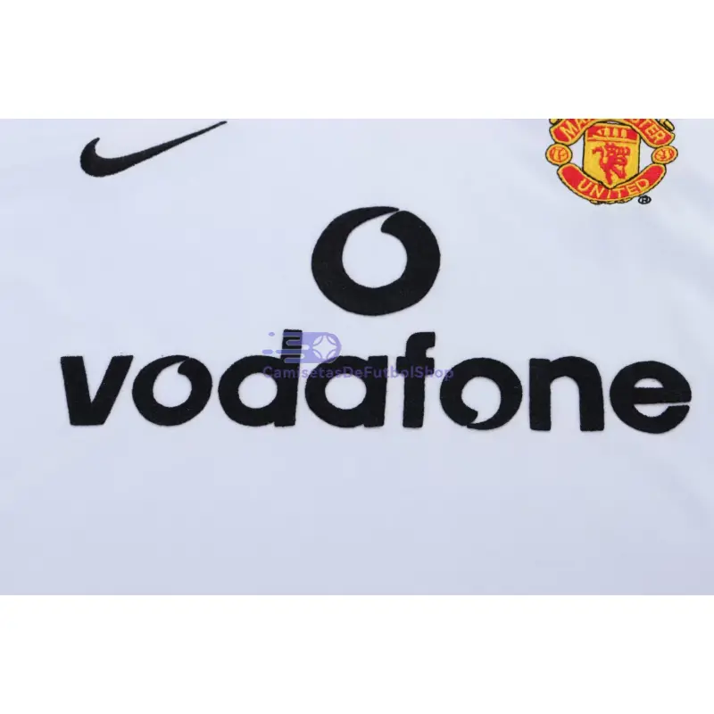 Camiseta Manchester United 2002/03 2ª Equipación Retro Blanco Niño Kit