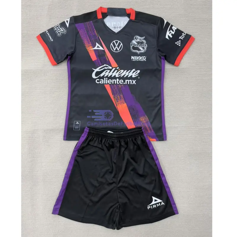 Camiseta Puebla 2025/2026 2ª Equipación Negro/Rosa Niño Kit