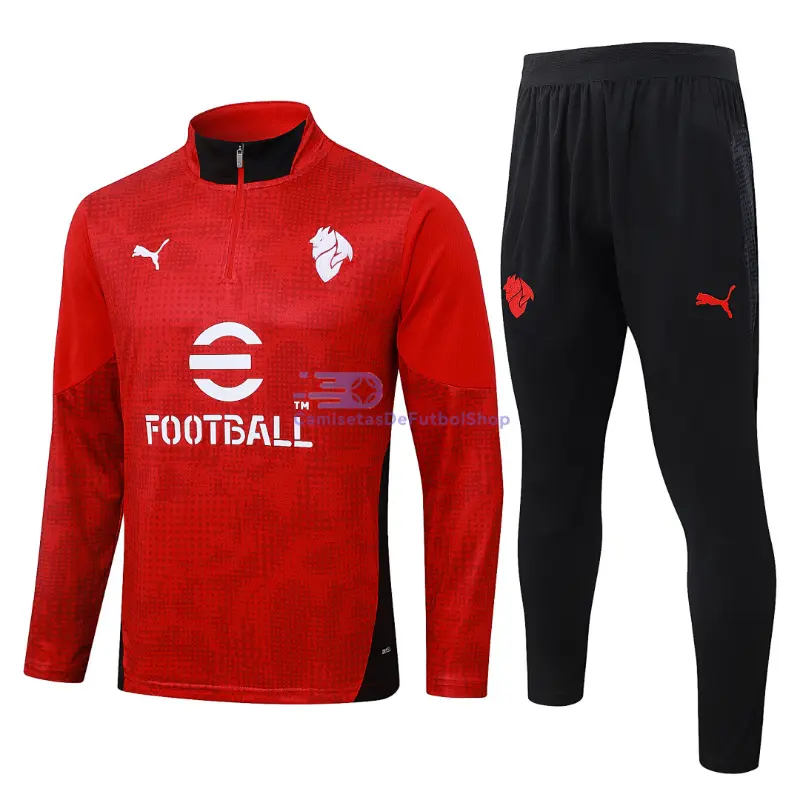 Sudadera De Entrenamiento AC Milan 2025/2026 Rojo/Blanco con Estampado