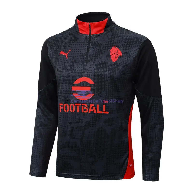 Sudadera De Entrenamiento AC Milan 2025/2026 Negro/Rojo con Estampado