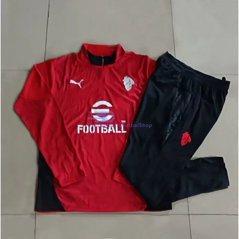Sudadera De Entrenamiento AC Milan 2025/2026 Rojo/Blanco con Estampado