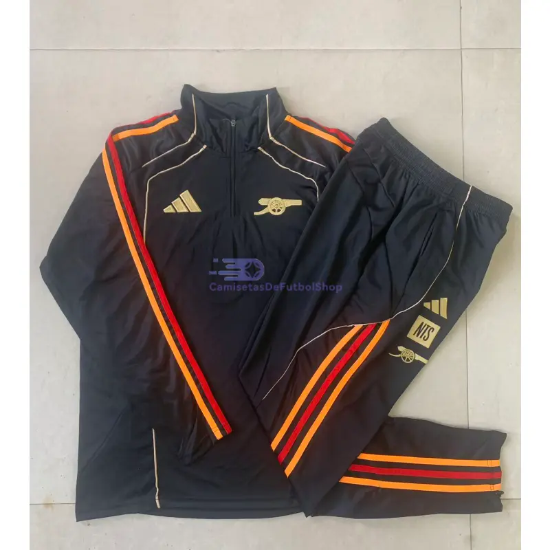 Sudadera De Entrenamiento Arsenal 2025/2026 Negro Versión Retro