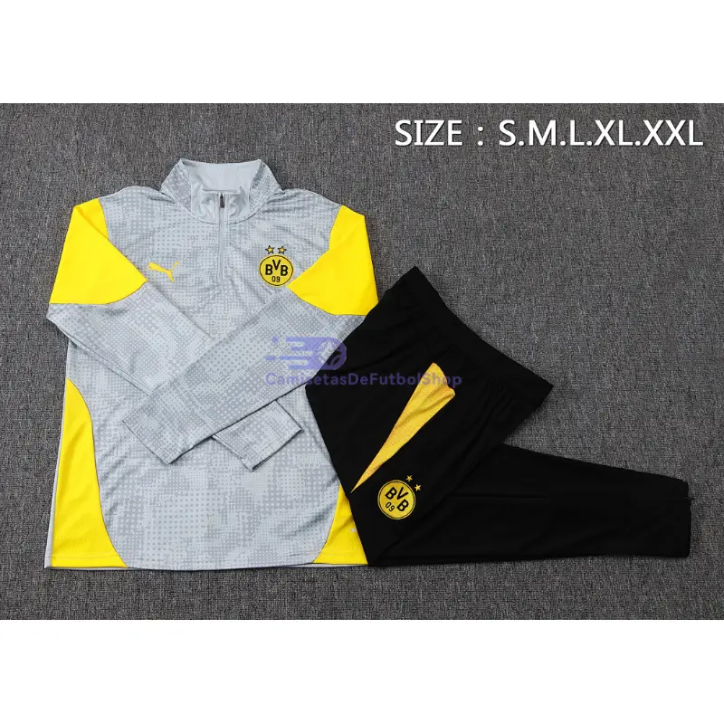 Sudadera De Entrenamiento Borussia Dortmund 2025/2026 Kit Gris Claro/Amarillo