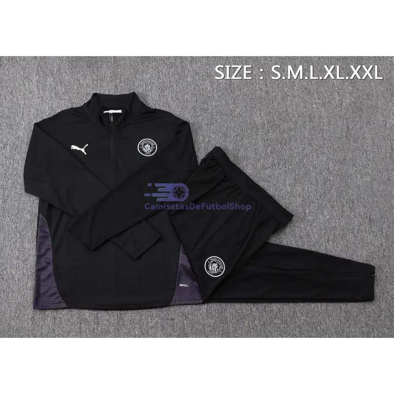 Sudadera De Entrenamiento Manchester City 2025/2026 Kit Negro/Blanco