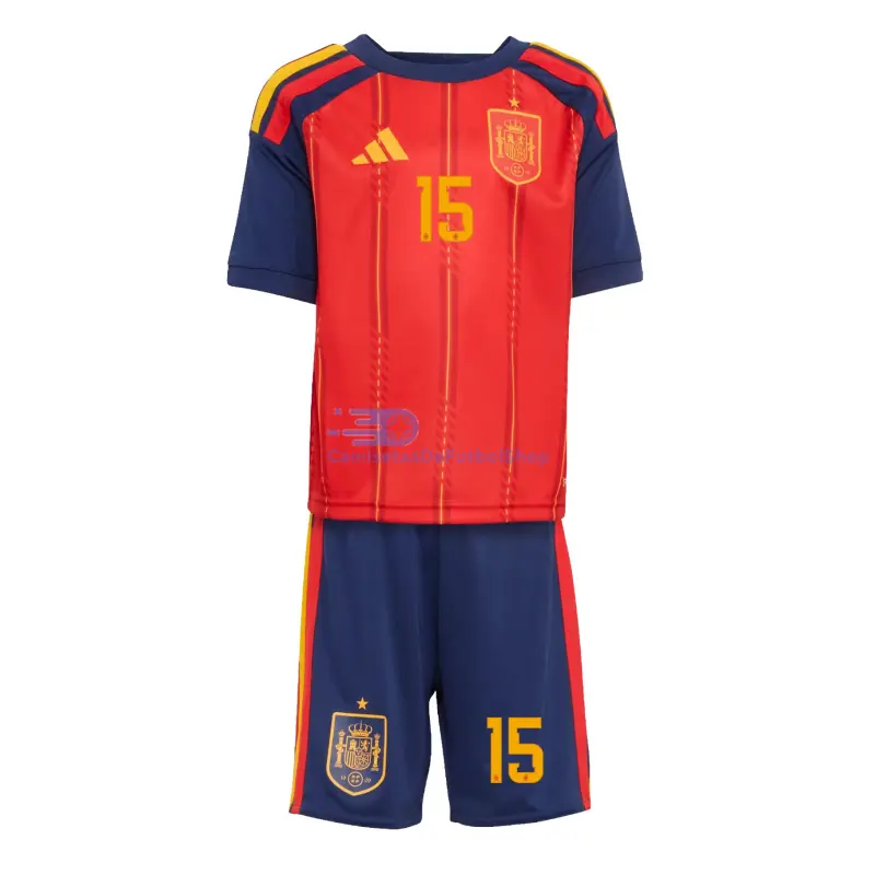 Camiseta Baena 15 España 2026 1ª Equipación Rojo/Azul Niño Kit