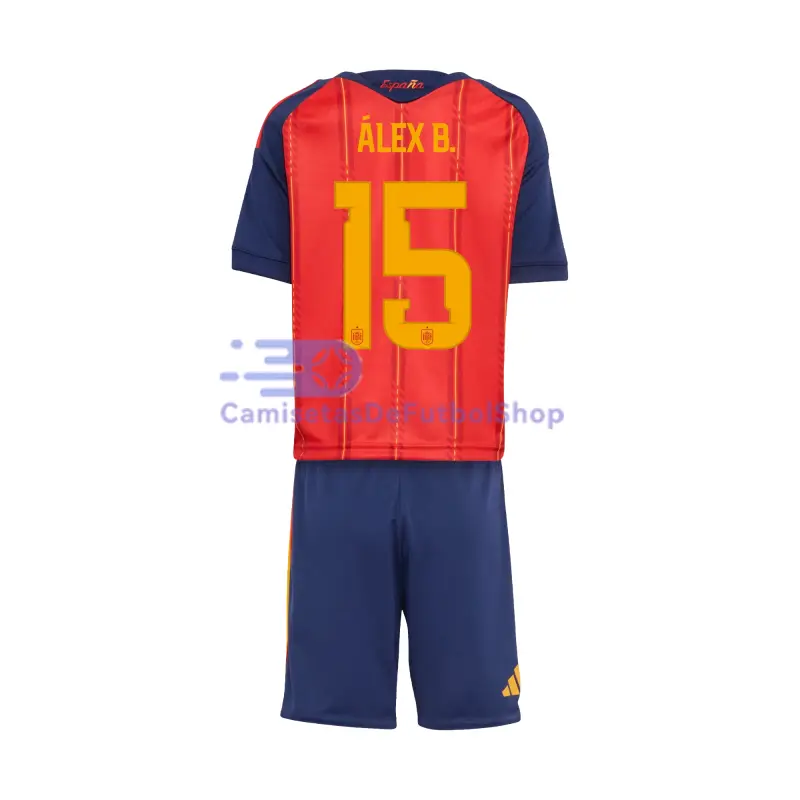 Camiseta Álex B. 15 España 2026 1ª Equipación Mundial Rojo/Azul Niño Kit