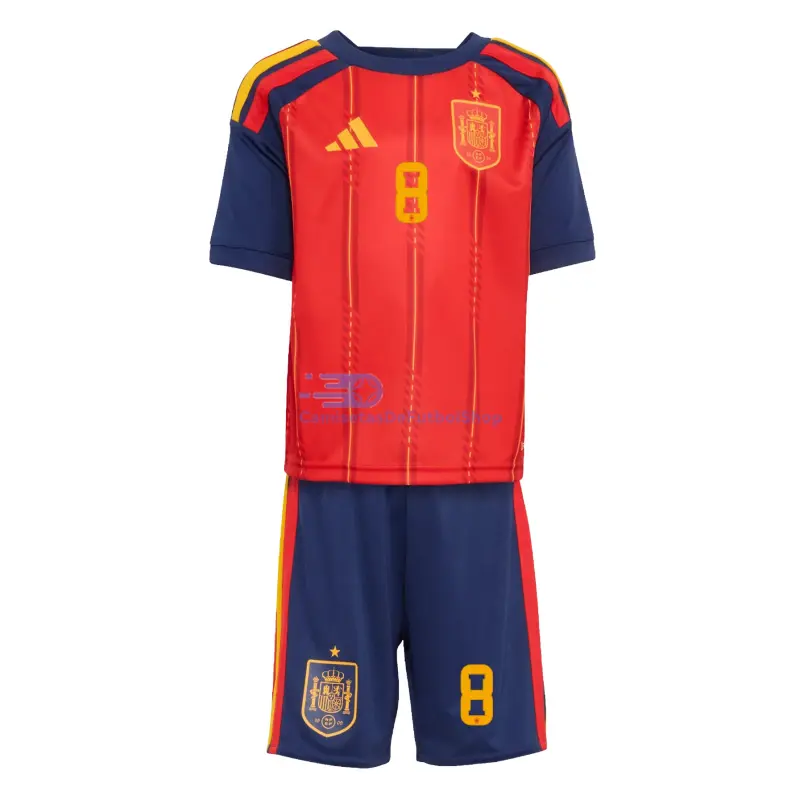 Camiseta Fabián 8 España 2026 1ª Equipación Rojo/Azul Niño Kit