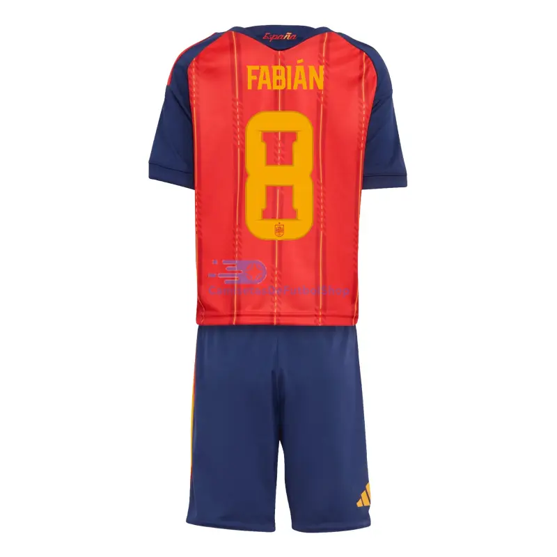 Camiseta Fabián 8 España 2026 1ª Equipación Rojo/Azul Niño Kit