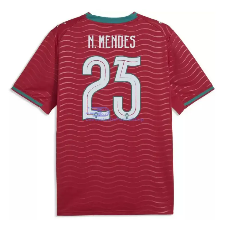 Camiseta N.Mendes 25 Portugal 2026 1ª Equipación Rojo