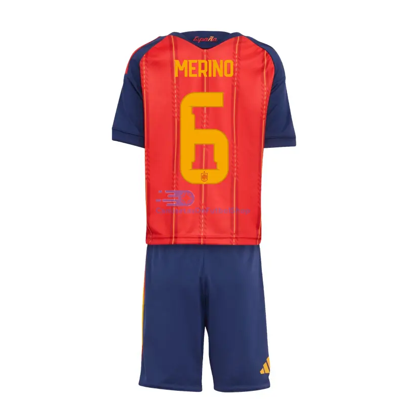 Camiseta Merino 6 España 2026 1ª Equipación Rojo/Azul Niño Kit