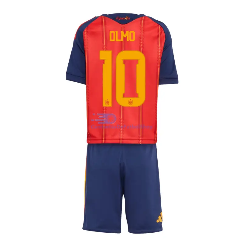 Camiseta Olmo 10 España 2026 1ª Equipación Rojo/Azul Niño Kit