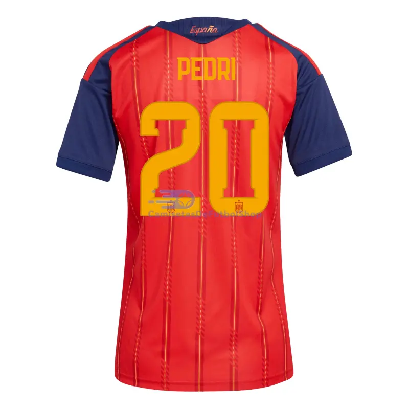 Camiseta Pedri 20 España 2026 1ª Equipación Rojo/Azul Mujer