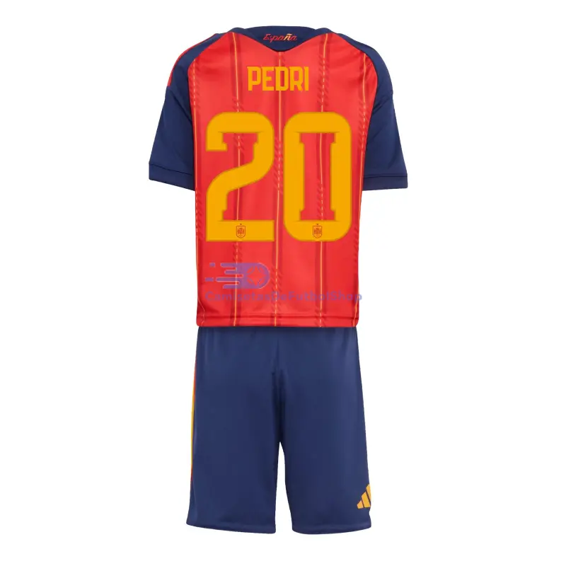Camiseta Pedri 20 España 2026 1ª Equipación Rojo/Azul Niño Kit