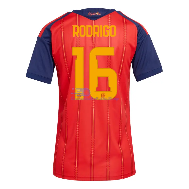 Camiseta Rodrigo 16 España 2026 1ª Equipación Rojo/Azul Mujer