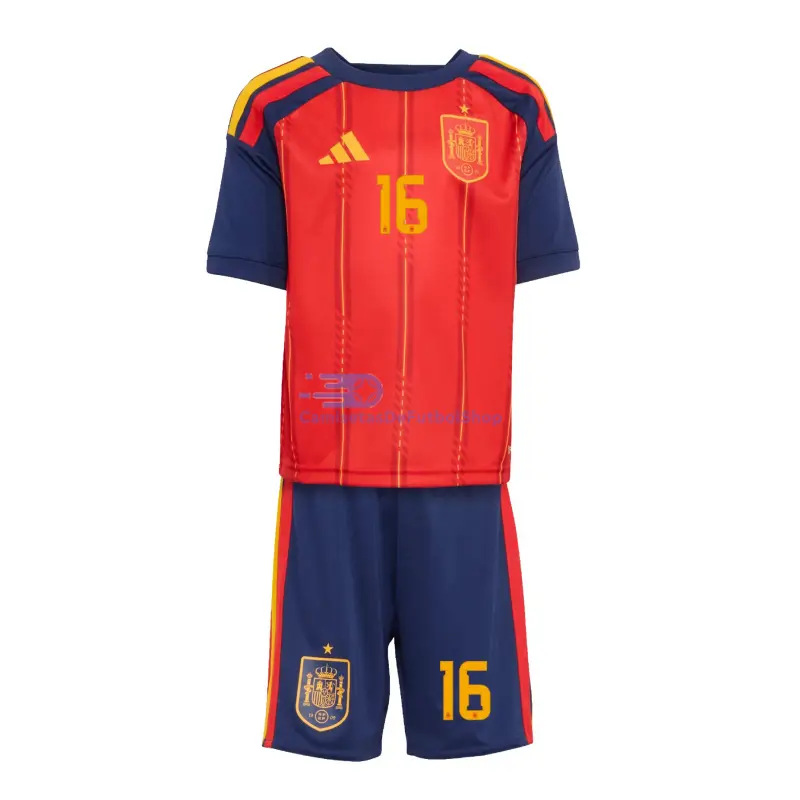 Camiseta Rodrigo 16 España 2026 1ª Equipación Rojo/Azul Niño Kit