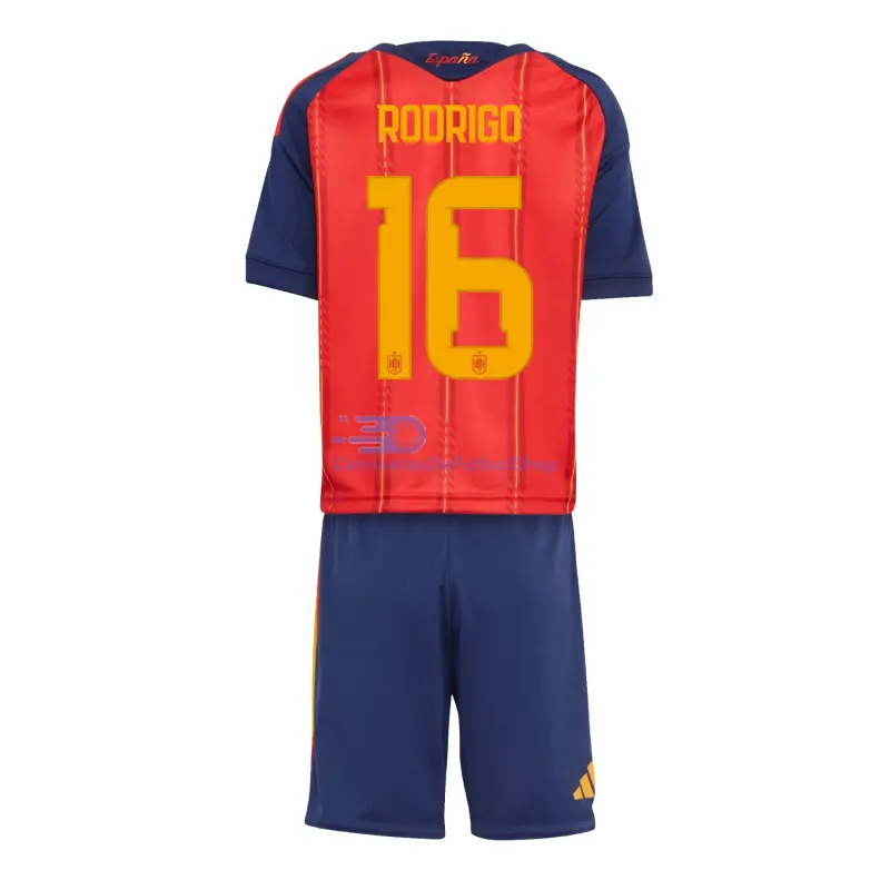 Camiseta Rodrigo 16 España 2026 1ª Equipación Rojo/Azul Niño Kit