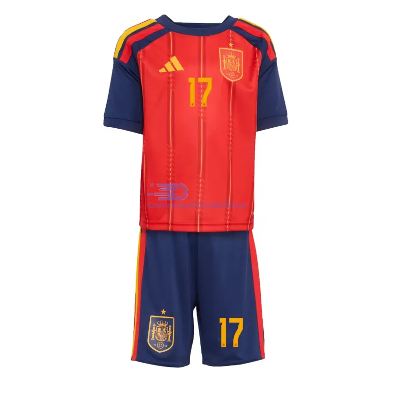 Camiseta Williams Jr 17 España 2026 1ª Equipación Rojo/Azul Niño Kit