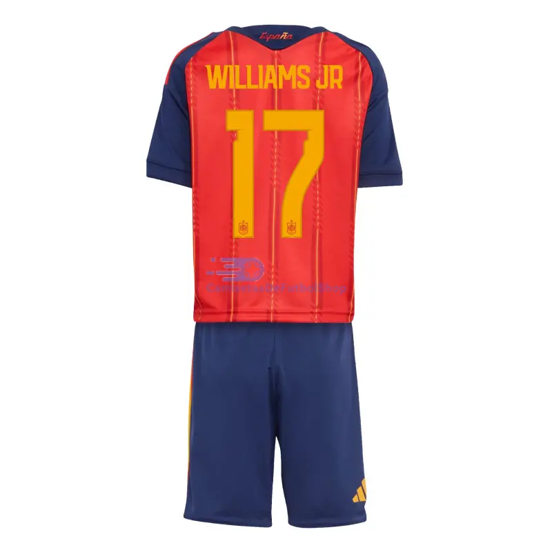 Camiseta Williams Jr 17 España 2026 1ª Equipación Rojo/Azul Niño Kit