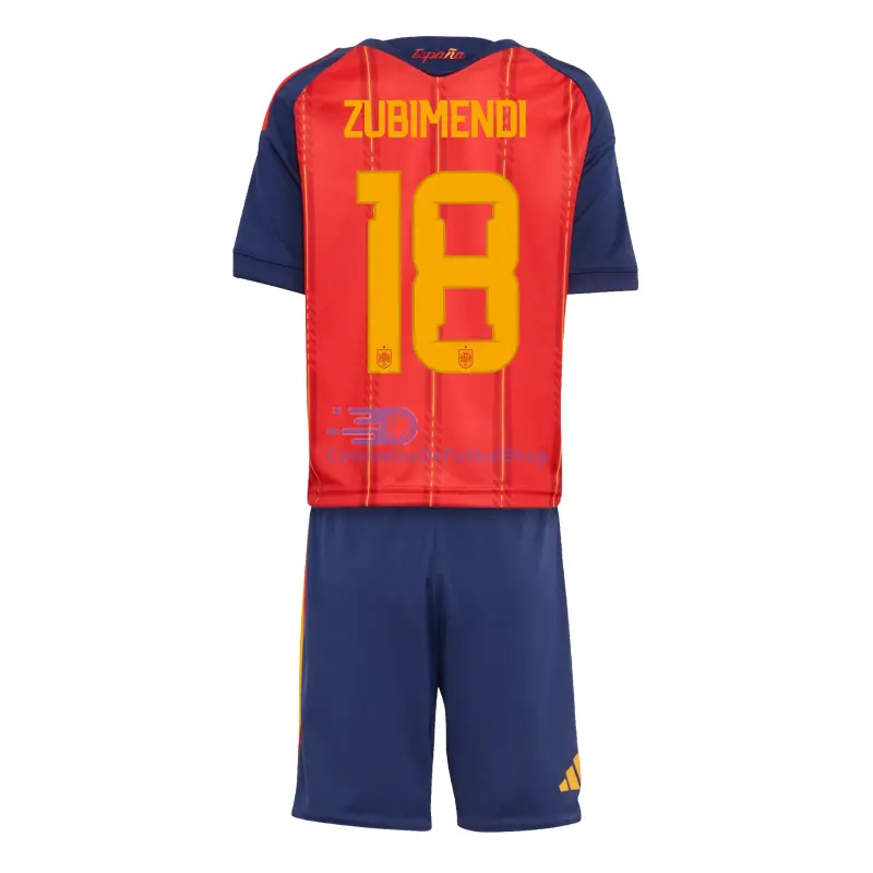 Camiseta Zubimendi 18 España 2026 1ª Equipación Rojo/Azul Niño Kit