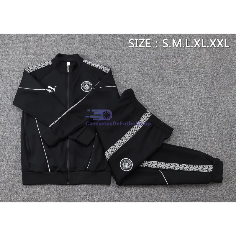 Chandal Manchester City 2025/2026 Negro con Estampado en Manga