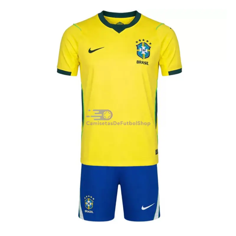 Camiseta Brasil 2026 1ª Equipación Mundial Amarillo Niño Kit