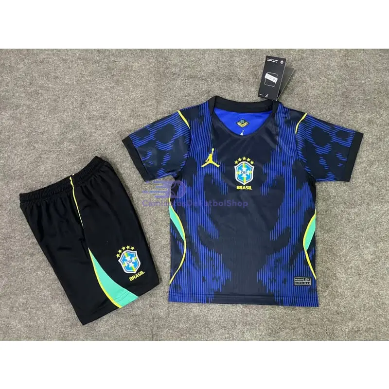 Camiseta Brasil 2026 2ª Equipación Mundial Azul Niño Kit