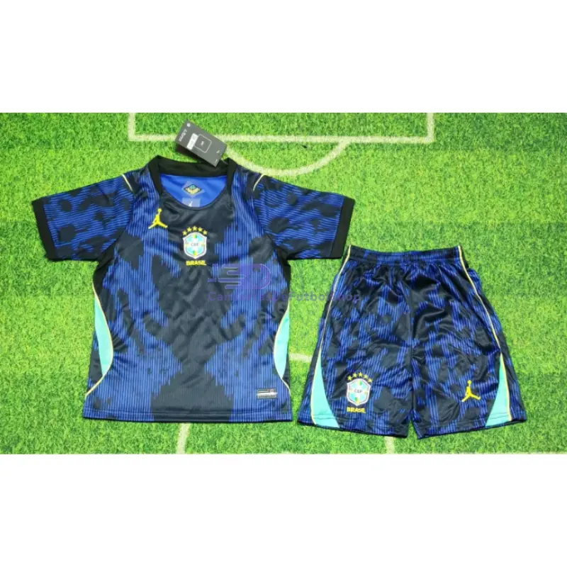 Camiseta Brasil Mundial 2026 2ª Equipación Azul Niño Kit