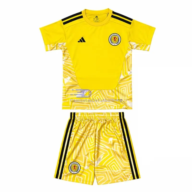 Camiseta de Portero Escocia 2026 1ª Equipación Mundial Amarillo Niño Kit